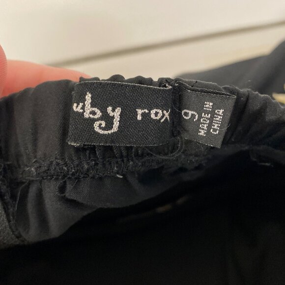 Ruby Rox Strapless Black Satin Mini Dress W/ Blue Sequins Bust & Bow Detail - Picture 8 of 8